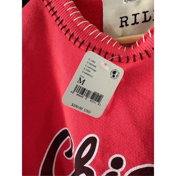 NWT Riley x Free People Chicago Hand Stitched Crew Neck Pullover Sweatshirt Med - Picture 9 of 13